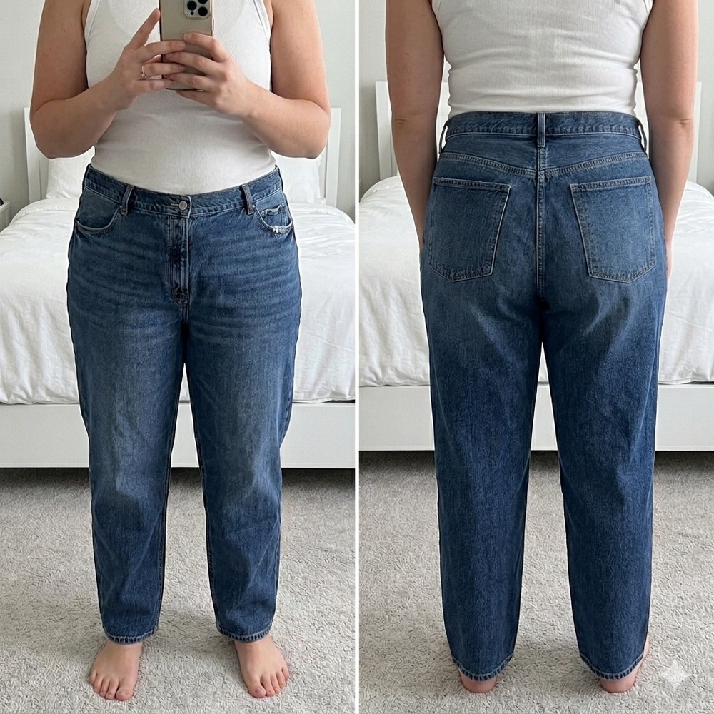 Old Navy Slouchy Straight Jeans Womens Plus Size 24 High Rise Medium Wash 24x25